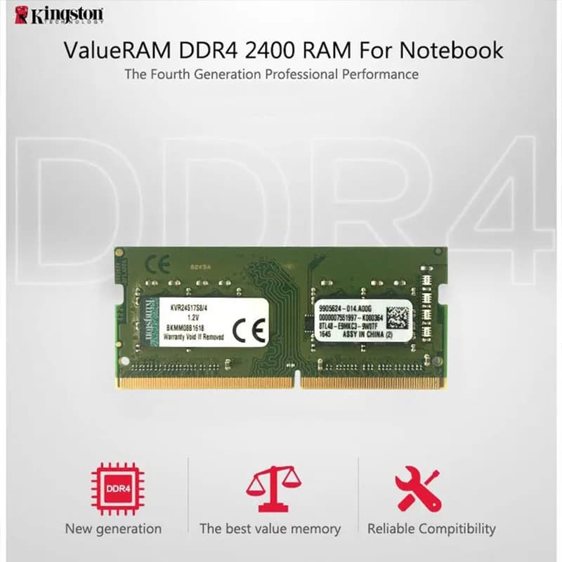 ذاكرة رام Crucial DDR4 للابتوب 8GB (2X4GB) بترددات 2133MHz و2400MHz و2666MHz نوع SODIMM متوافقة مع PC-17000 و19200 و21300 بجهد 1.2V - 2