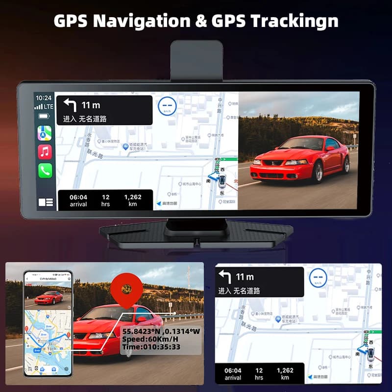 كاميرا Yangood بدقة 4K، 10.26 بوصة، نظام أندرويد للمعلومات التلقائية، Carplay، كاميرا خلفية بدقة 1080P، نظام تحديد المواقع، واي فاي، بلوتوث، مسجل فيديو السيارة - 4