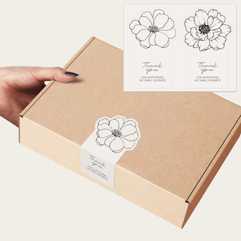 50pcs/pack of Irregular Flower Rectangular Stickers for Small Business Gift Box Sealing Stickers Adhesive Packaging Stickers