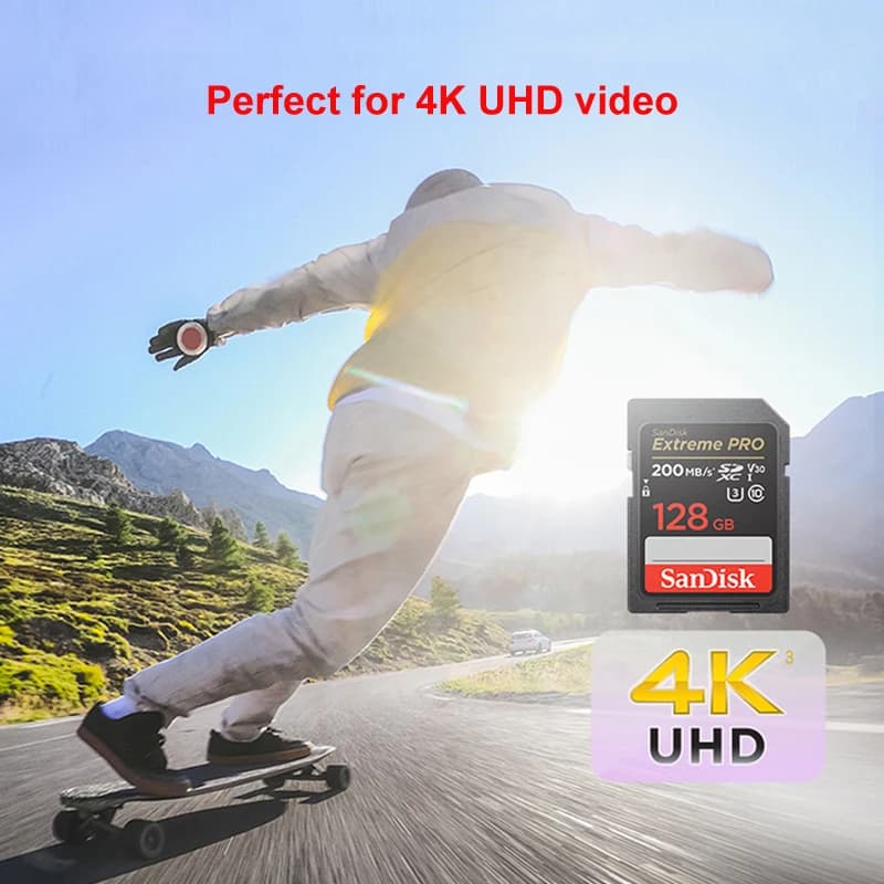 SanDisk SD Card 32GB 64GB 128GB 256GB Memory Card 120MB/s U1 200MB/s U3 V30 4K For Canon Nikon SLR Camera Shooting 4K Video - 3