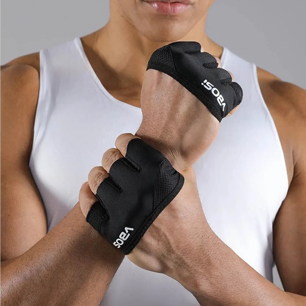 1Pair Anti-Slip Gym Half Finger Gloves Breathable Four Finger Weight Lifting Grips Anti-callus Lightweight - 3