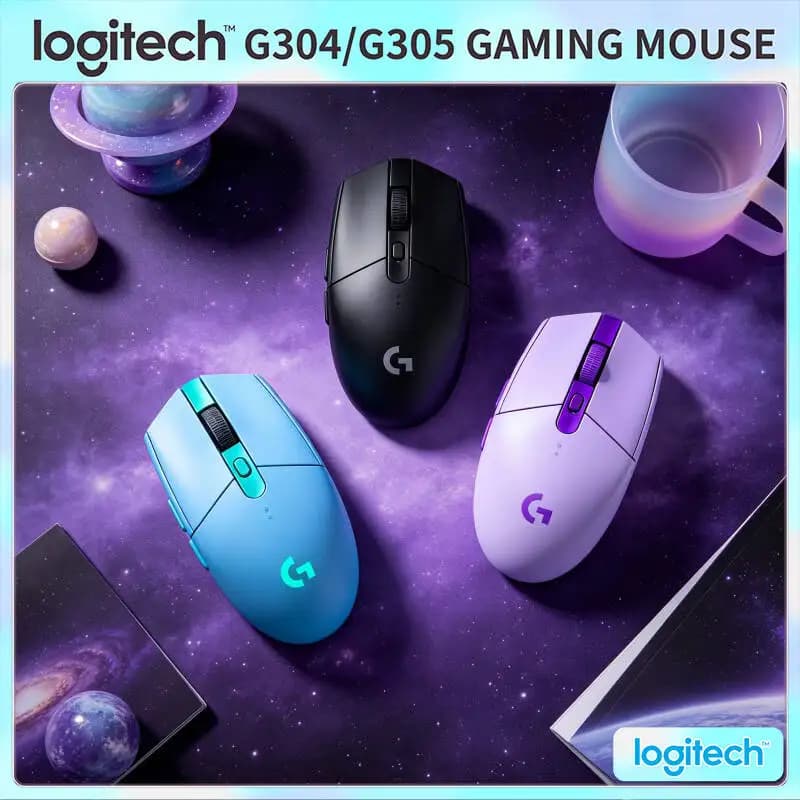 ماوس لوجيتك G305 لاسلكي، مستشعر HERO بدقة 12000 DPI، 6 أزرار قابلة للبرمجة، بطارية 250 ساعة، 99 جرام، متوافق مع بي سي وماك