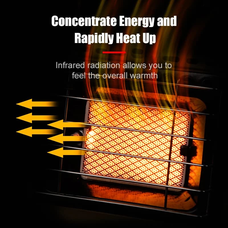 BRS-H23 Portable Tent Heater 1500W Outdoor Space Butane Heater with Control Valve Infrared Ray Patio Heater for Camping Winter - 2