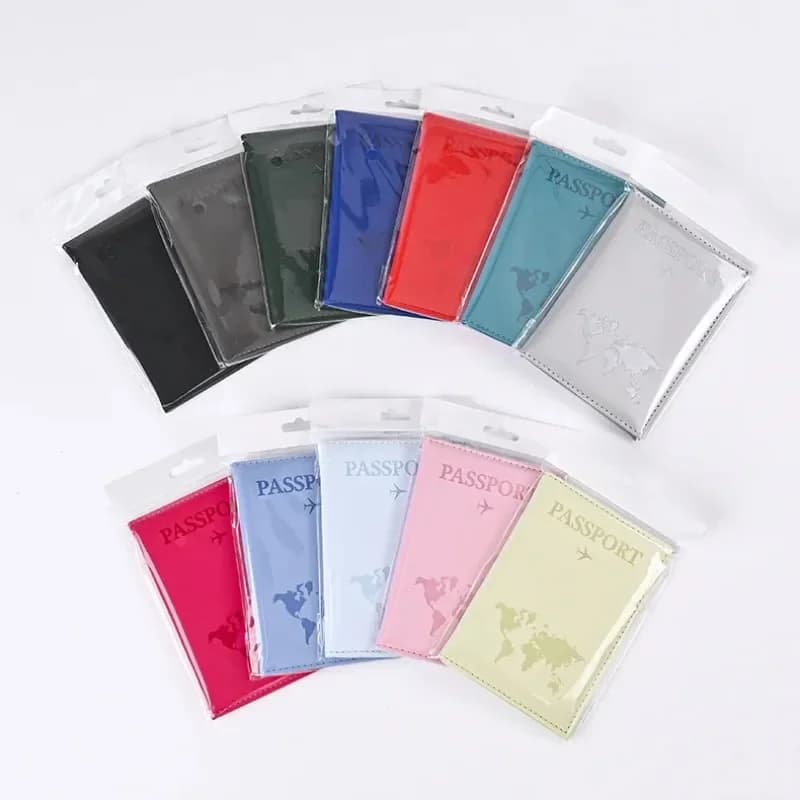 PU Passport Wallet Map Print Passport Holder Flight Ticket Clips ID Credit Card Holder Passport Covers Travel Accessories - 2