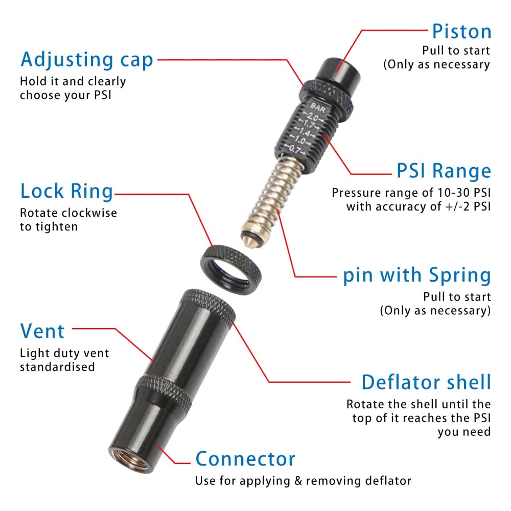 Adjustable Auto-Stop Tire Deflator Valve Kit Screw-on Tyre Air Down Tool Offroad Accessories Fit for Offroad 4x4 - 4