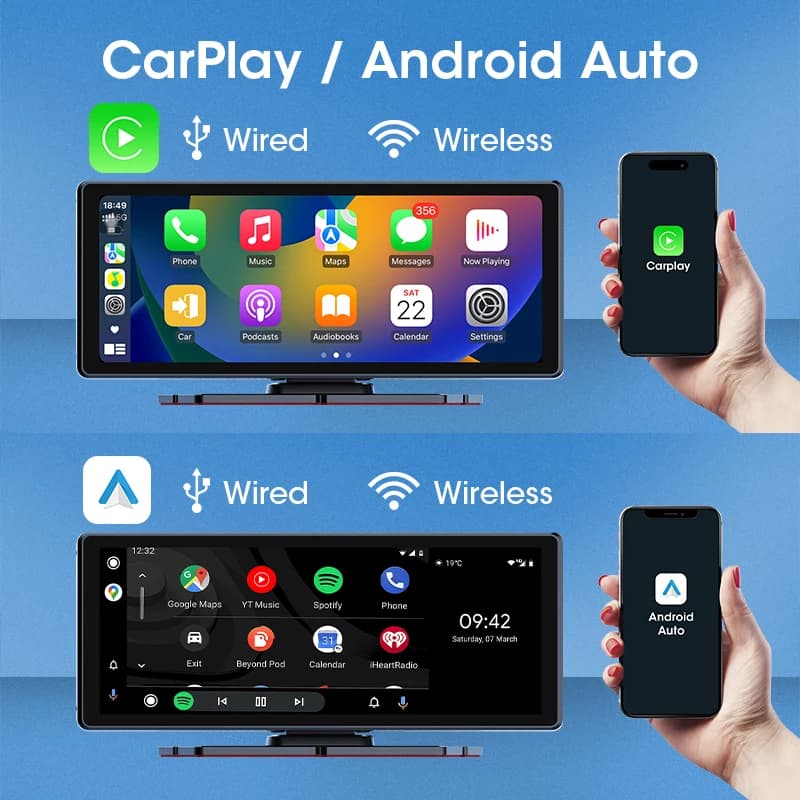 7/8.1 inch Suspended Type Wireless CarPlay Touch Screen Portable Car DVR Android Auto Dashcam GPS Navigation Rearview Camera FM - 4