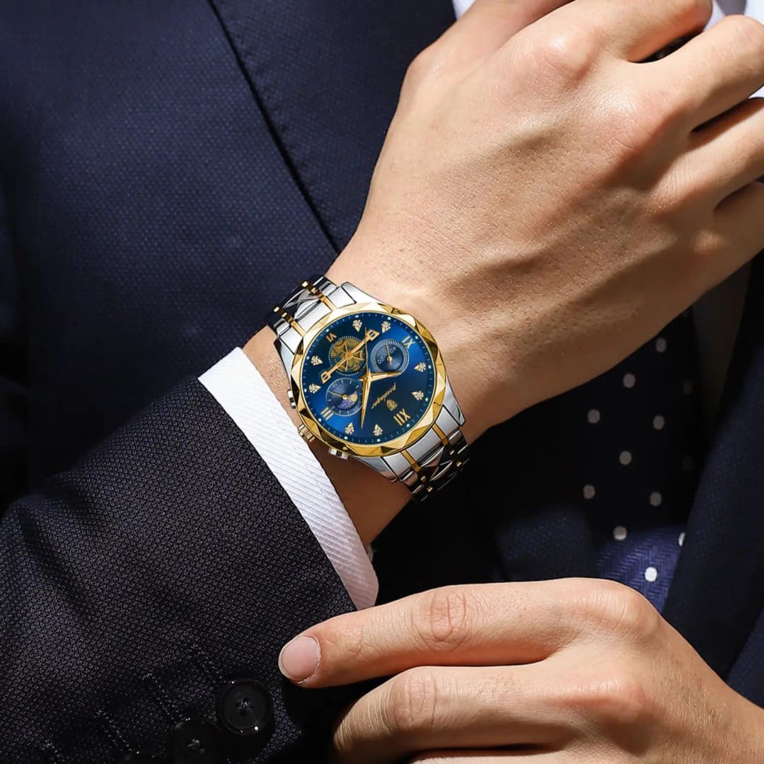 ساعة يد رجالي POEDAGAR فاخرة كرونوغراف مقاومة للماء مضيئة ساعة رجالي ستانلس ستيل عالية الجودة ساعات كوارتز رياضية رجالي - 5