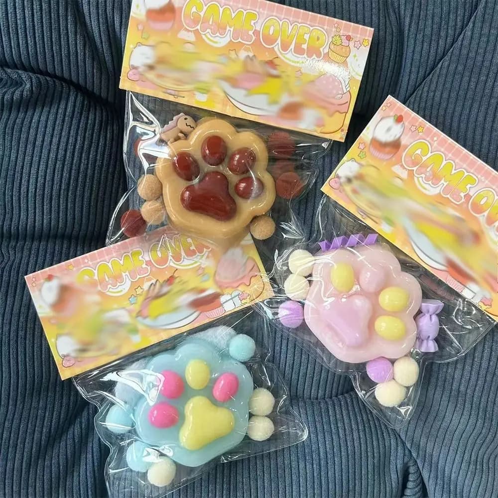 Mochi Taba Squishy NEW Fidget Toy Anti-stress Mini Kawaii Cat Paw TPR Small Cat Paw Cute Pink Cat Foot Pinch Decompression Toy - 5