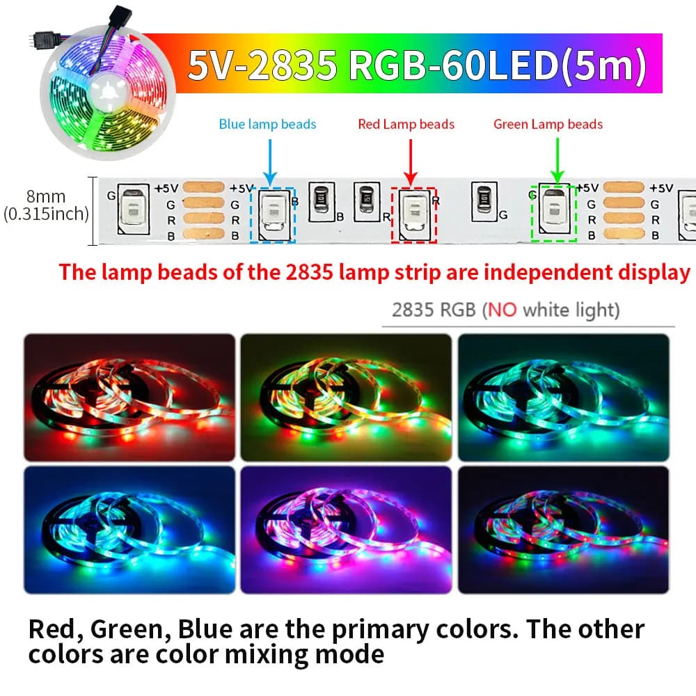 أضواء شريط ليد ذكية من تيا بلوتوث RGB 2835 5V USB تحكم بتطبيق لايف الذكي لشاشة المكتب والتلفزيون إضاءة خلفية شريط دايود مرن - 2
