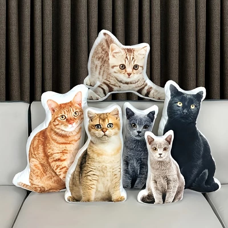 وسادة صور مخصصة جديدة لفصل الشتاء - تصميم شخصي للحيوانات الأليفة والشخصيات - ألياف بوليستر ناعمة وقصيرة - قابلة للغسل يدويًا - 5