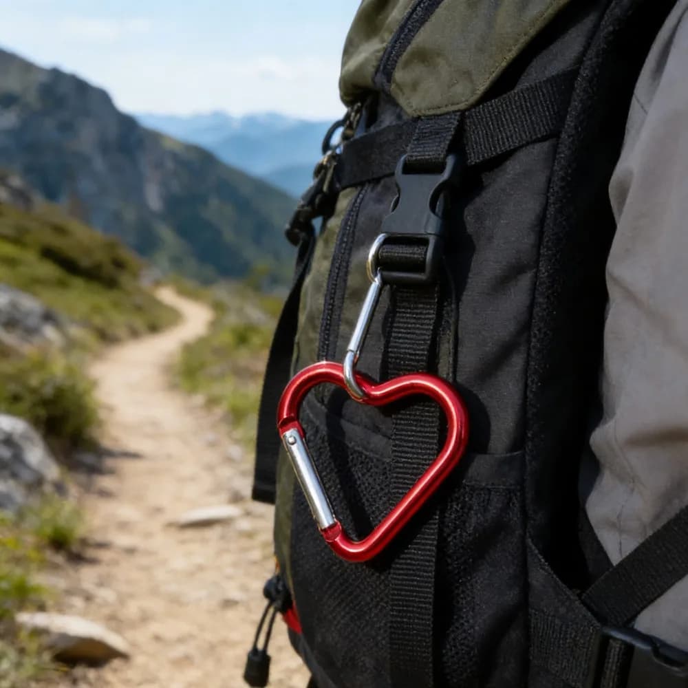 سلسلة مفاتيح على شكل قلب من سبائك الألمنيوم عالية الجودة، مشبك خطاف سريع للتخييم والمشي لمسافات طويلة، مشبك متعدد الأغراض، اكسسوارات بالجملة - 4