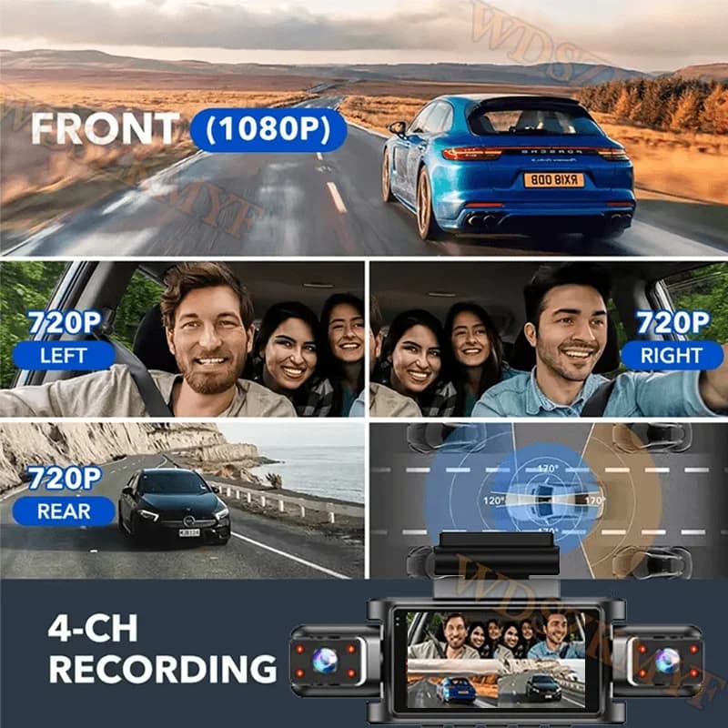 كاميرا سيارة 360 درجة بدقة 1080P، 3/4 عدسة، واي فاي، صندوق أسود، رؤية ليلية، شاشة ركن 24 ساعة - 2