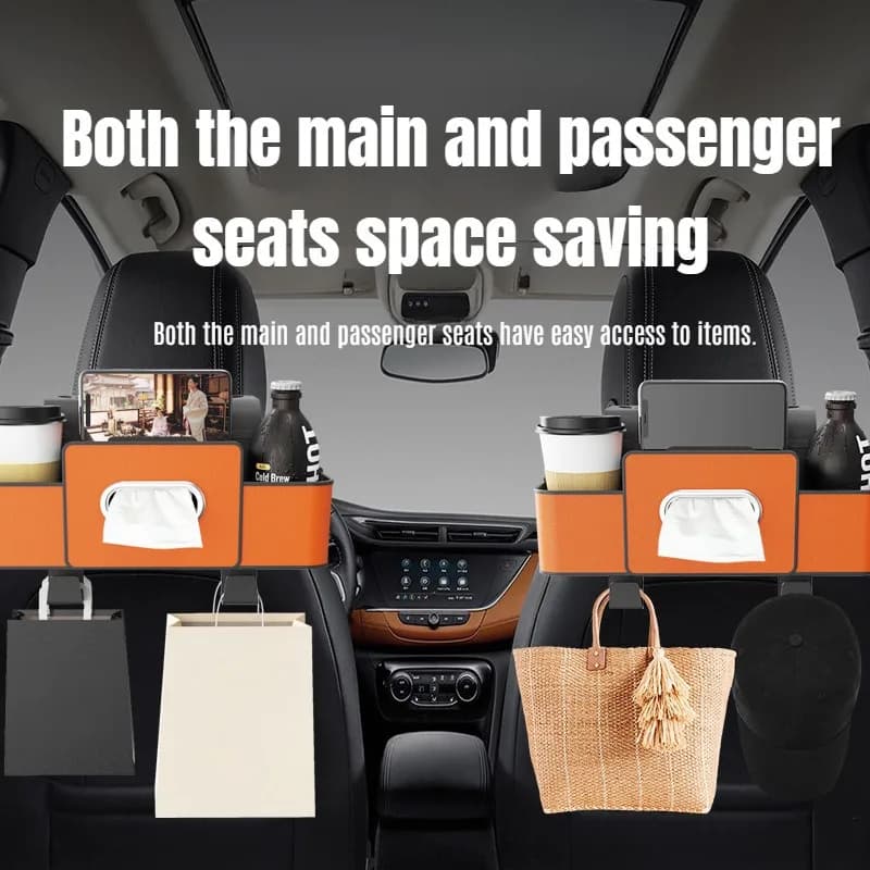 Car Backseat Hanging Seat Hook Storage Cup Holder Universal Car Interior Seat Back Organizer Multifunctional 4-in-1 Storage Box - 4