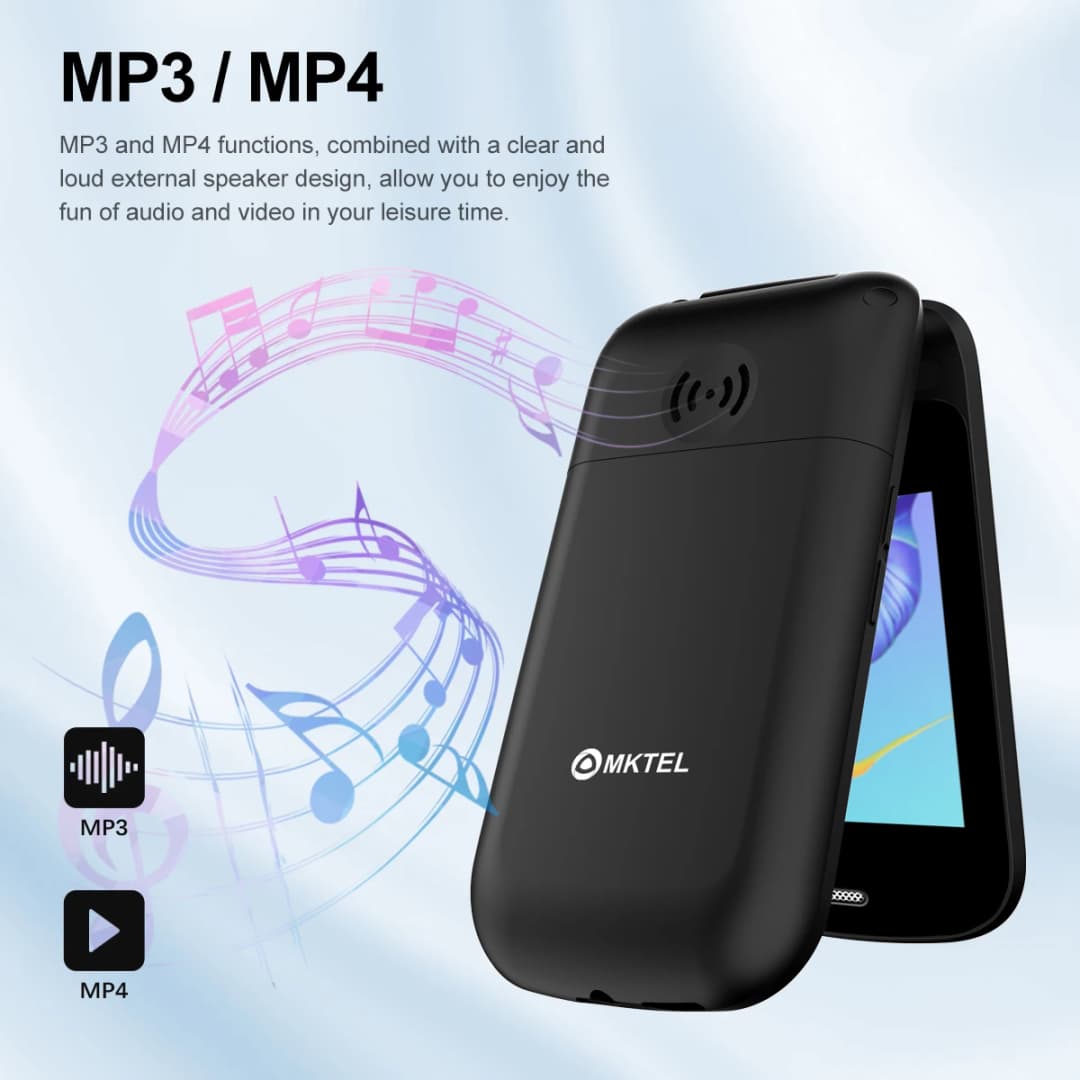 MKTEL M9 هاتف محمول قابل للطي بشاشة 2.4 بوصة، بطارية 1000 مللي أمبير، ثنائي الشريحة، وضع استعداد مزدوج، يدعم MP3/MP4/راديو FM، غير مقفول، هاتف المسنين المميز - 5