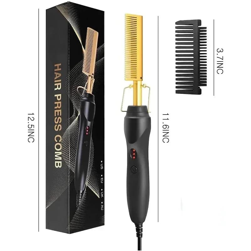 Electric Hot Heating Comb Hair Straightener Curler Flat Irons Wet Dry Hair Iron Straightening Brush Hair Styling Tools - 6