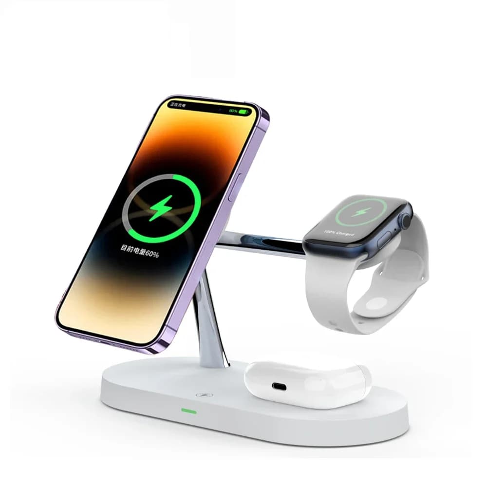 3 in 1 Wireless Charger Stand Magnetic For iPhone 12 13 14 15 Fast Charging Station for Apple Watch 9 8 7 6 5 Airpods 2 3 Pro - 6