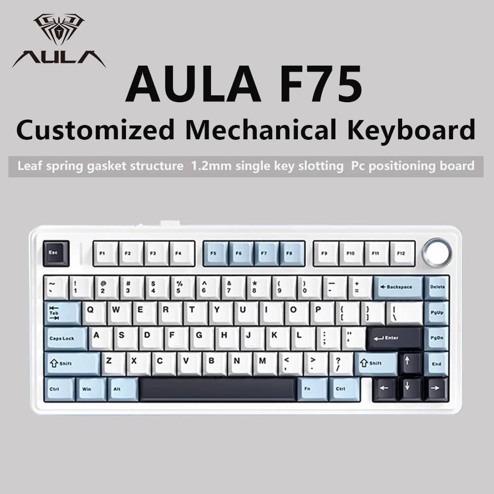 AULA F75 2.4G لوحة مفاتيح ميكانيكية للألعاب لاسلكية/بلوتوث/سلكية RGB مخصصة بنسبة 75% تخطيط OEM هيكل حشية الملف الشخصي