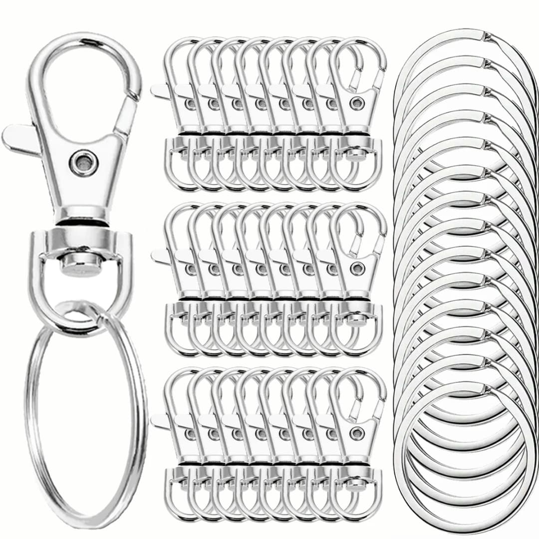 خطافات مفاتيح مع حلقات رئيسية، مثالية لصنع المجوهرات والحرف اليدوية