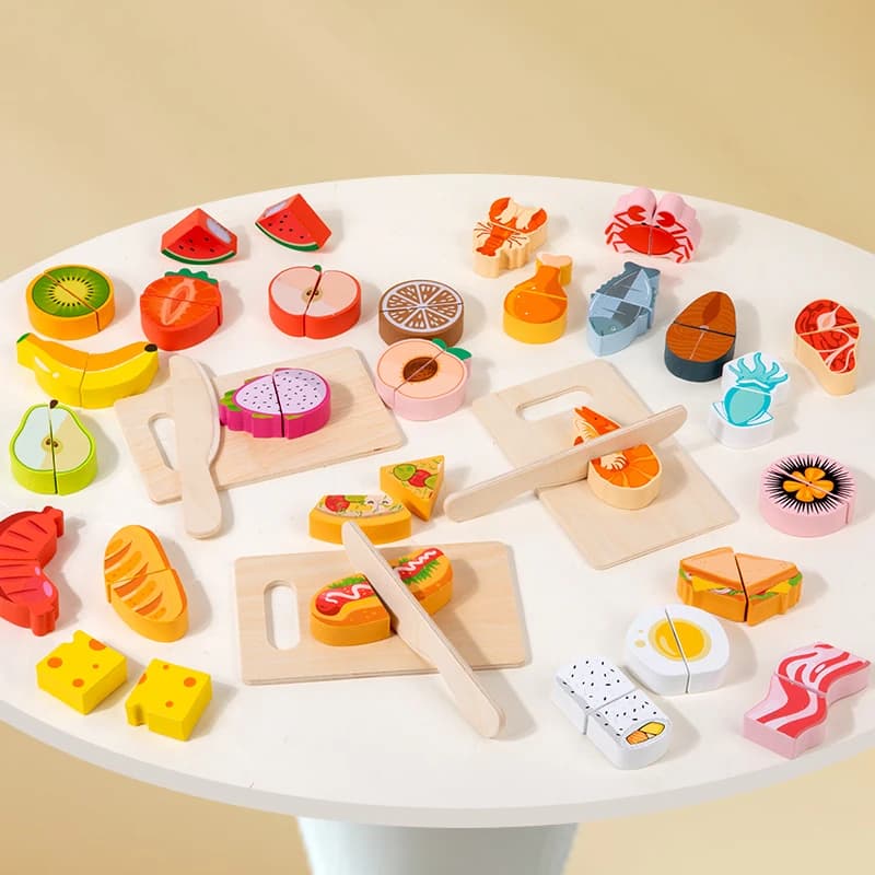 Wooden Kitchen Pretend Toy Simulation Cutting Fruit Food Game Velcro Play Kitchen Accessories Montessori Educational Toy For Kid - 5