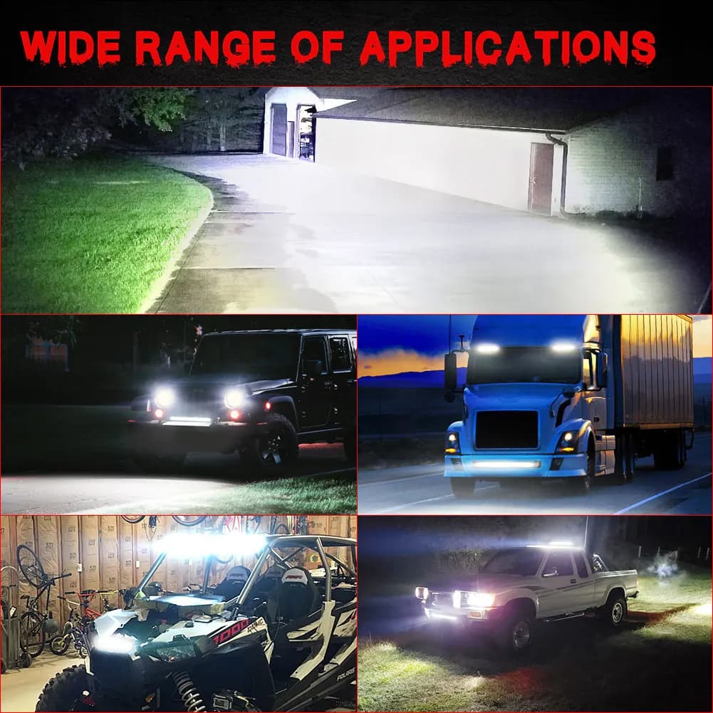 شريط إضاءة LED فائق 6D 8" 14" 20" بوصة مصباح ضباب القيادة إضاءة عمل 4x4 شريط LED للدراجات النارية الطرق الوعرة SUV ATV الجرار - 3