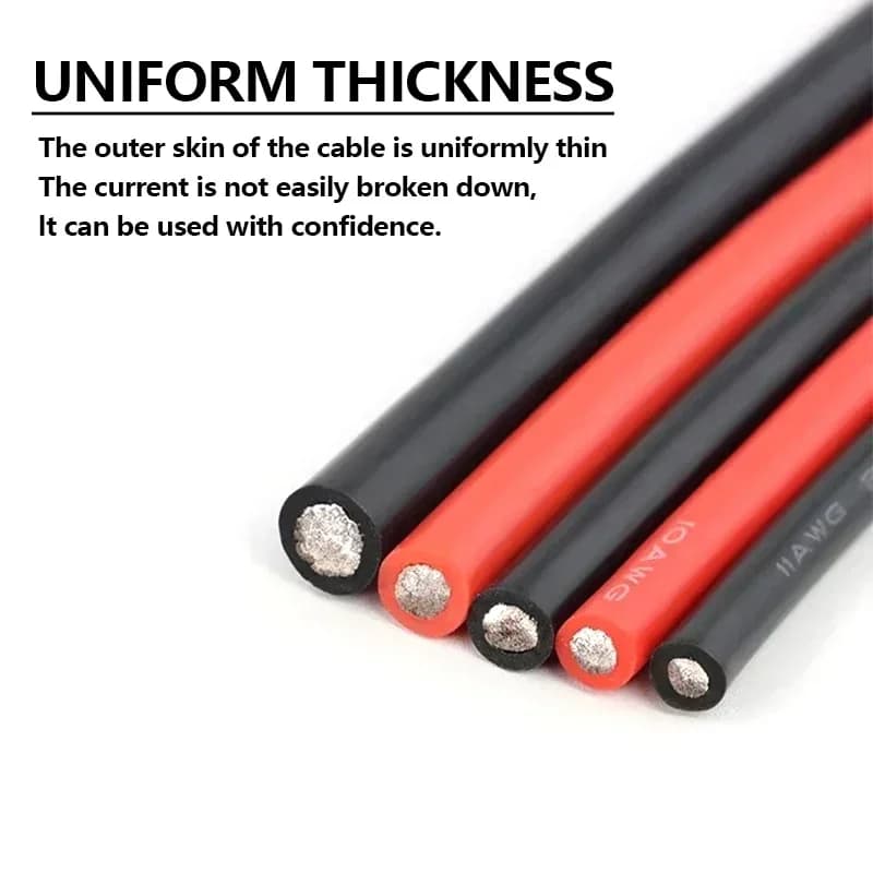 1m ~ 50m Red/Black/White Soft Silicone Cable 30 28 26 24 22 20 18 16AWG Heat Resistant Electrical Wire For Car Battery LED Light - 4