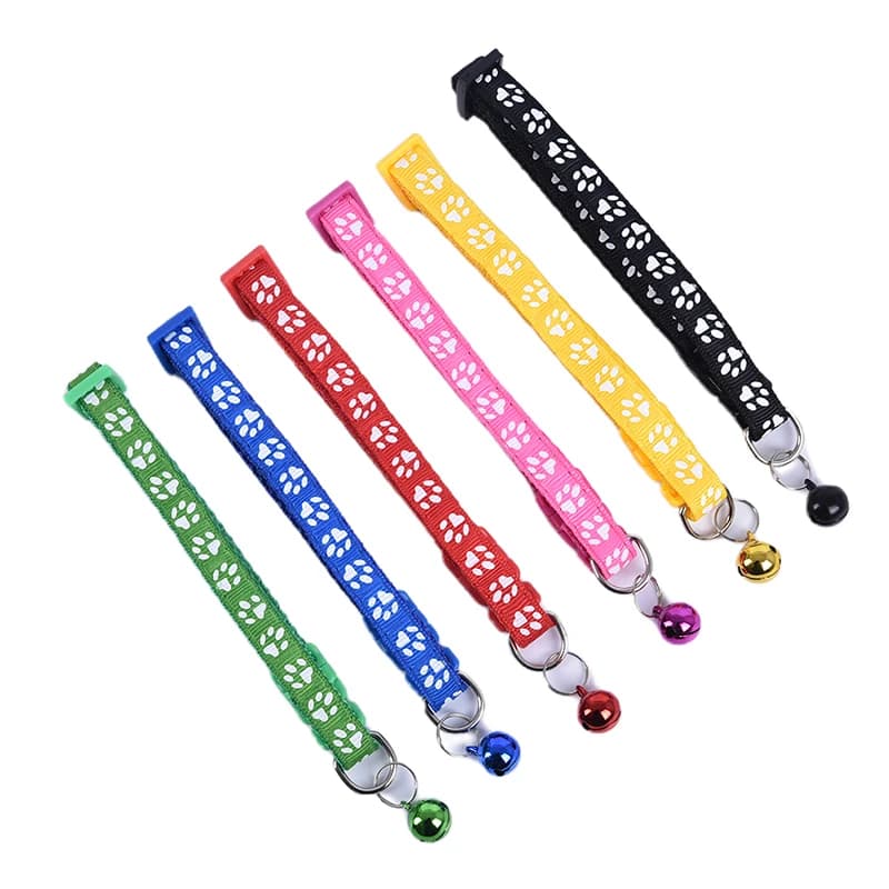 12Pcs Cute Cat Collar With Bell Adjustable Kitten Safety Collar Necklace Black Blue Red Orange Green 6 Colors For Chihuahua - 3