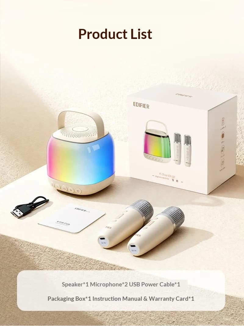 سماعة إديفاير KTV Q2 بلوتوث مع ميكروفون مخصصة للغناء المنزلي والتخييم 2200MAH إضاءة RGB كمبيوتر - 6