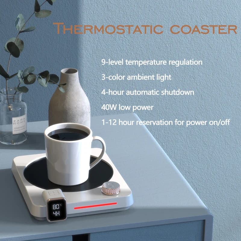 حصيرة كوب ثيرموستات جديدة 2025 حصيرة تسخين القهوة تسخين سريع مؤقت تحكم بمقبض 9 سرعات هدية منزلية للسكن الجامعي - 2