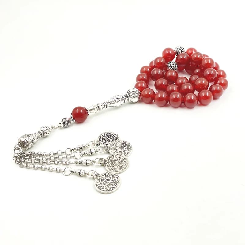 تسبيح البرازيل الطبيعي العقيق الأحمر الإسلامي مسبحة مسلم سوار سبحة صلاة عيد رمضان هدية العربية الإكسسوارات الوردية - 5