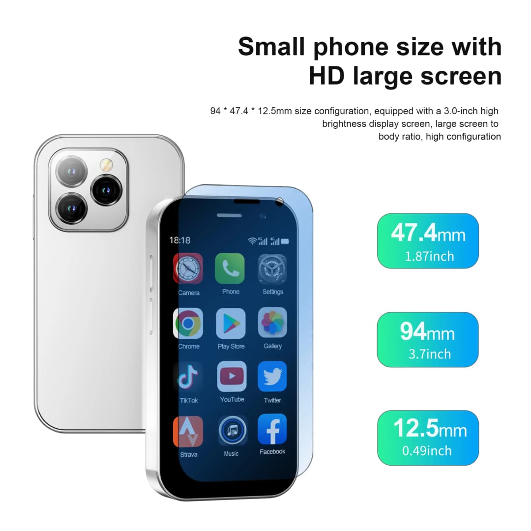 هاتف سيرفو كينج 8000 الذكي الصغير بنظام أندرويد، 4G LTE، GPS عالمي، شاشة 3 بوصة، كاميرا 5 ميجابكسل، واي فاي، بطارية 2000 مللي أمبير - 2