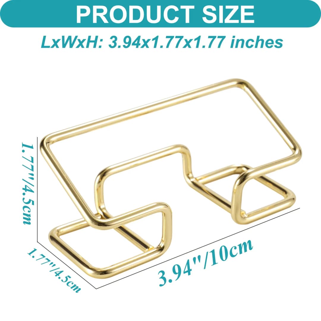 حامل بطاقات عمل معدني ذهبي، منظم بطاقات مكتبي، حامل عرض بطاقات عمل مكتبية، ديكور مكتبي عصري - 6