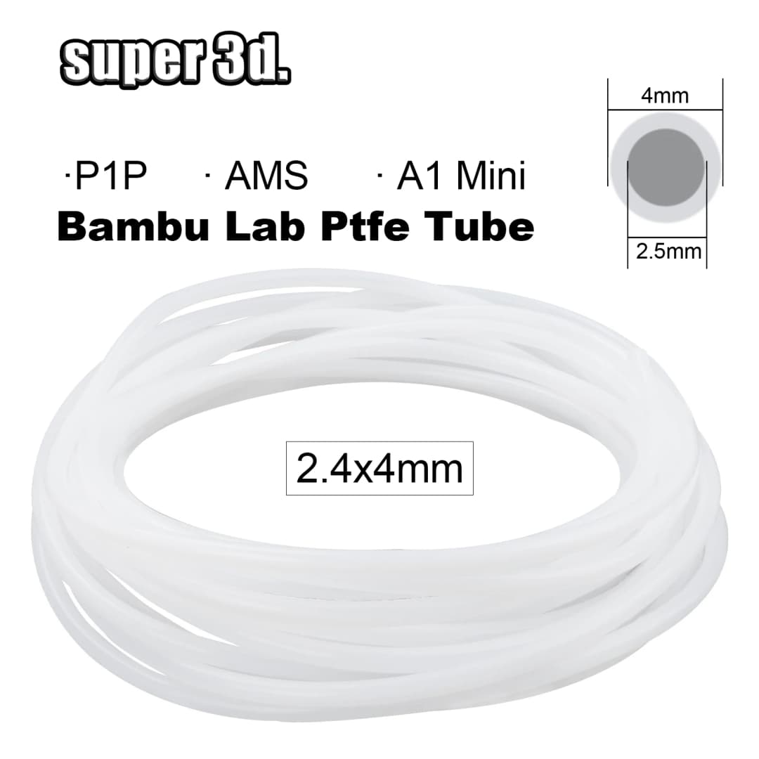 Bambu Lab Ptfe Tube ID2.5mm OD4mm P1P X1C AMS A1 Mini 3D Printer Teflonto Pipe 1.75mm Bambulab Ptfe Tube 1/2/5/10/50m AMS LITE