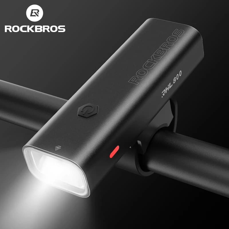 ضوء دراجة ROCKBROS بشحن Type-C مصباح أمامي كشاف خفيف الوزن إضاءة دراجة 800LM