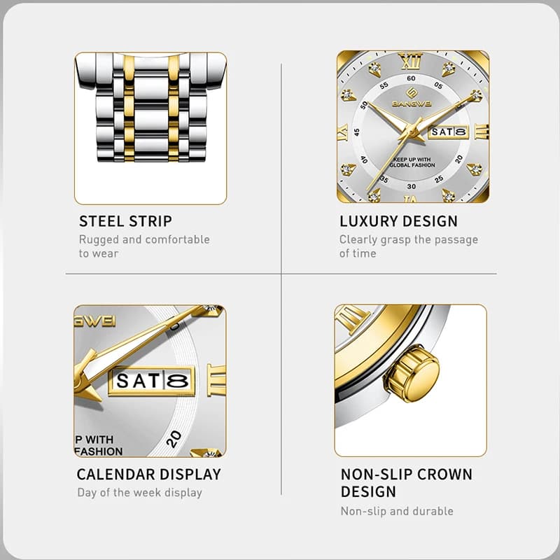 ساعة LIGE نسائية مرصعة بالألماس جديدة 2026، ساعات نسائية إبداعية من الفولاذ، ساعات سوار نسائية، ساعة مقاومة للماء، مونت فام - 3