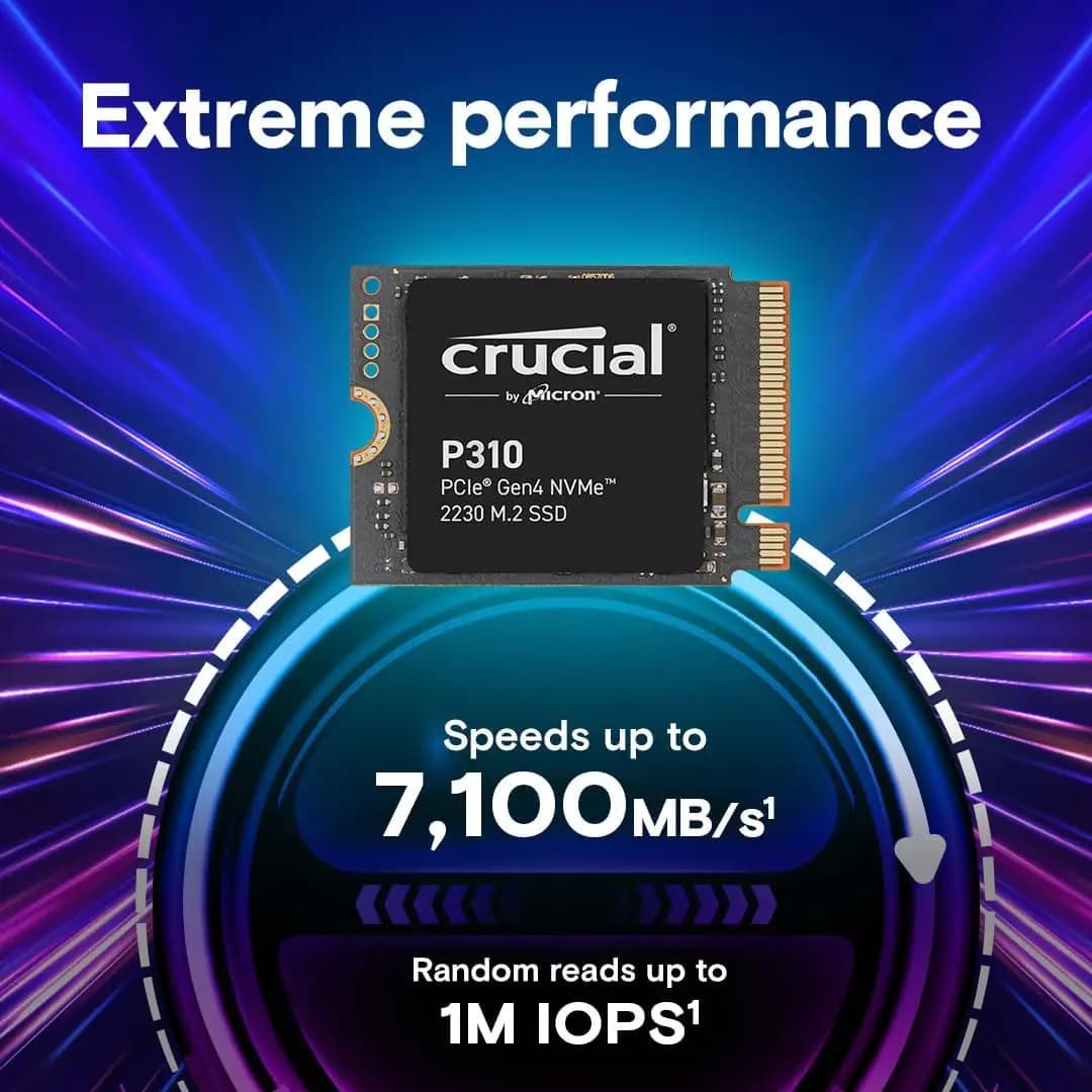 Crucial P310 1TB 2TB PCIe Gen4 2230 NVMe M.2 SSD - Up to 7,100 MB/s - Uplevel Your Console - Internal Solid State Drive - 2