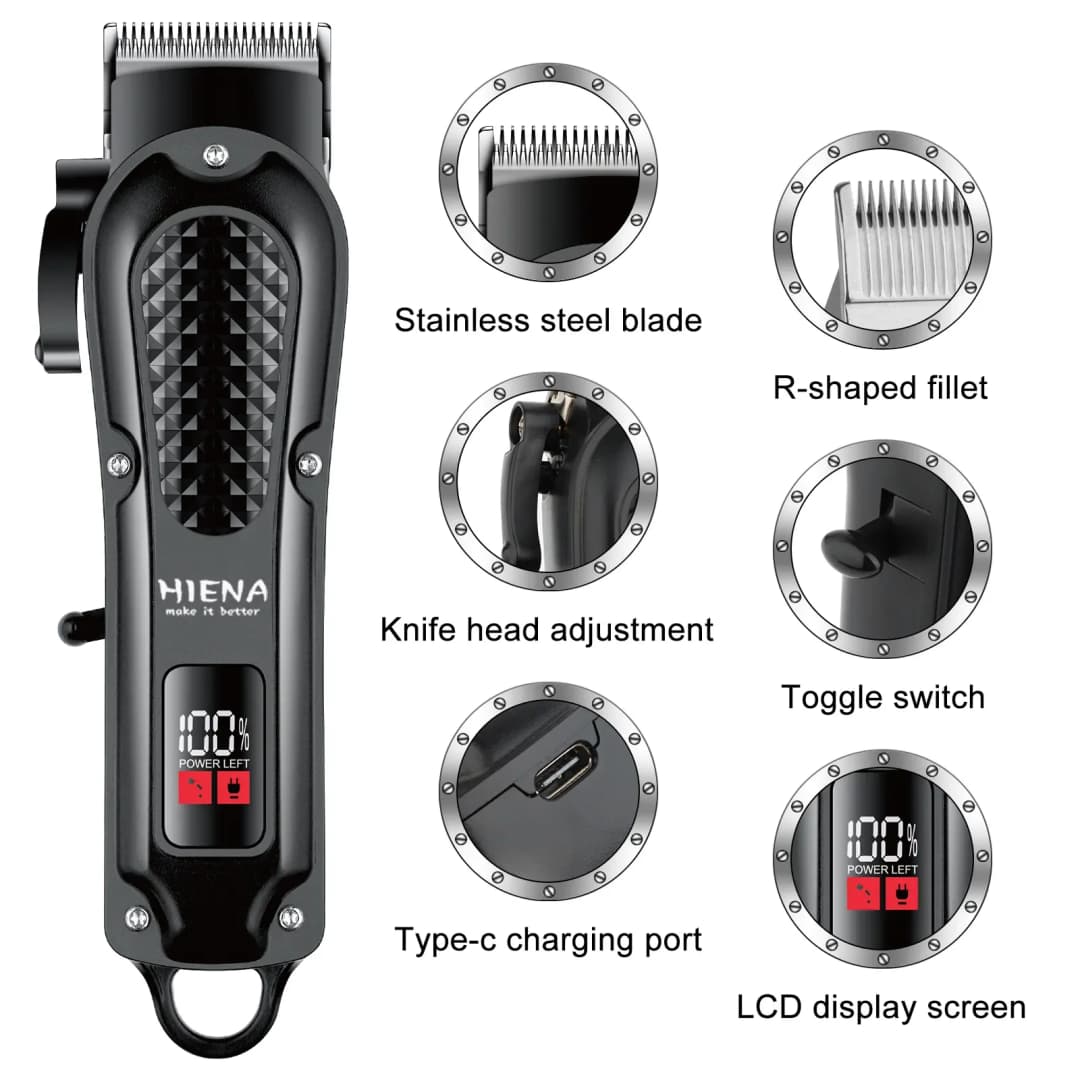 Hiena HYN-212 Electric Hair Clipper UBS Rechargeable Cordless Beard Trimmer Men Powerful Electric Hair Clipper Trimming Tool - 5