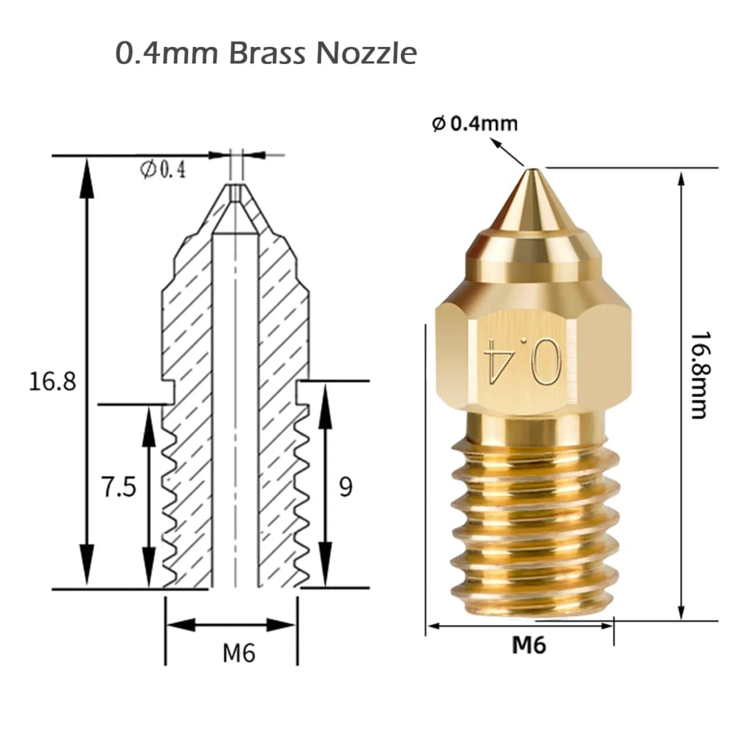 Creality Ender 3 V3 SE Nozzles 5PCS 0.2/0.4/0.6/0.8/1.0 M6 Nozzles Kit for Ender 3 V3 SE, Ender 5 S1, Ender 7, Spider 1.0 Hotend - 4