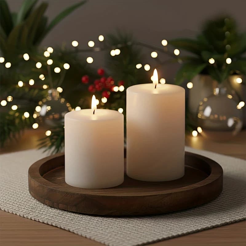 صينية تقديم - طبق خشبي دائري على طراز المزرعة لطاولة المطبخ، قطعة مركزية لطاولة القهوة، للشموع والديكور (11.2 × 7.9 بوصة) - 4