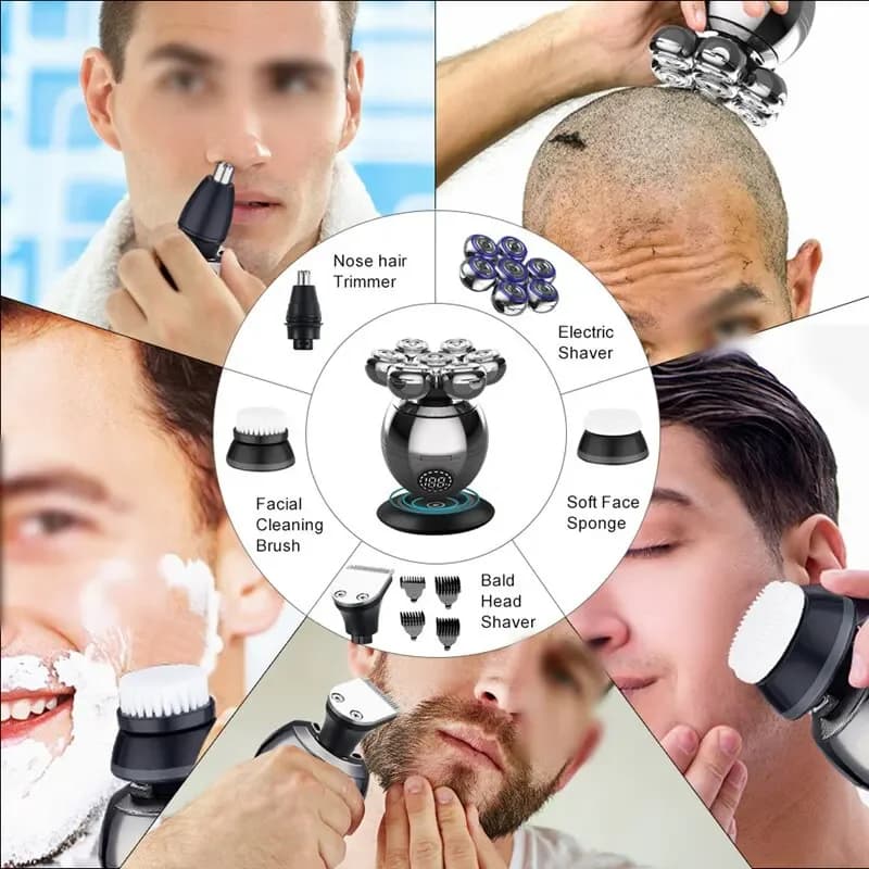 Tinsol 7D Floating Cutter Electric Shaver Head Base Charging Portable Men Beard Trimmer Clipper Skull Shaver Waterproof Shaving - 6