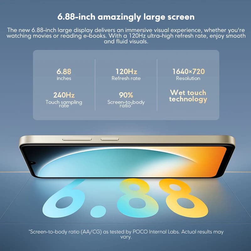 هاتف POCO C71 نسخة عالمية معالج UNISOC T7250 شاشة غامرة 6.88 بوصة كاميرا مزدوجة 32 ميجابكسل AI شحن 15 واط بطارية 5200 مللي أمبير - 4