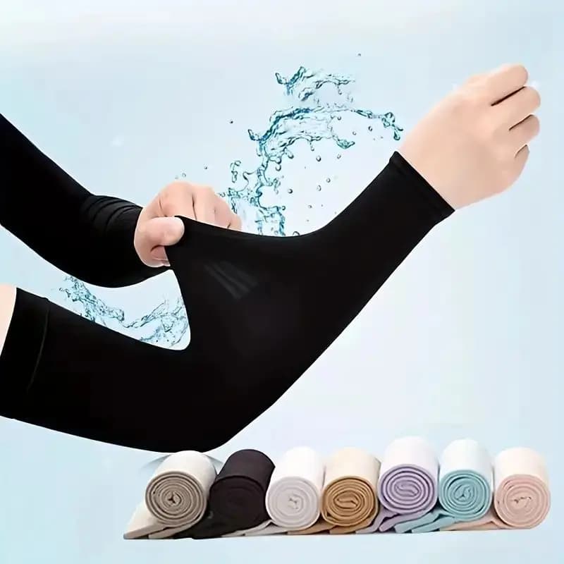 1 Pair Cooling Arm Covers for Men and Women Summer Sun Protection Sunshade Ice Silk Sleeves for Cycling Outdoor Sports Golf Runn - 2