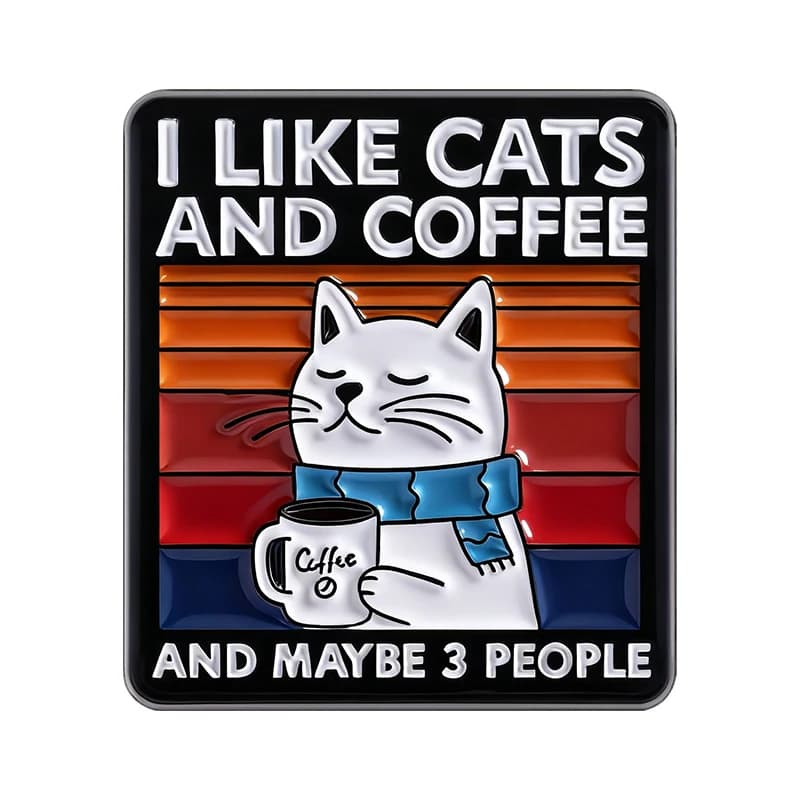 أحب القطط والقهوة وربما 3 أشخاص دبابيس مينا كرتون قطة تشرب القهوة بروشات سبيكة شارة طية الصدر مجوهرات هدايا مضحكة