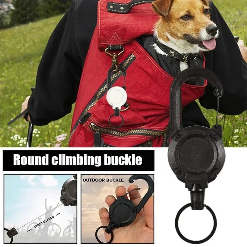 خطاف كارابينر خارجي مشبك حقيبة ظهر حبل سلكي قابل للسحب تلقائياً سلسلة مفاتيح تكتيكية مضادة للسرقة حلقة مفاتيح حزام قابلة للتمديد - 5