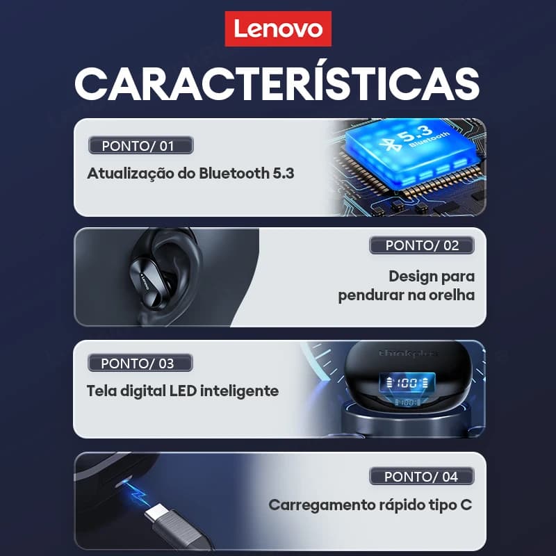 Original Lenovo LP75 TWS Bluetooth V5.3 Headphones Wireless LED Digital Display Earphones Noise Reduction Waterproof Headset New - 5