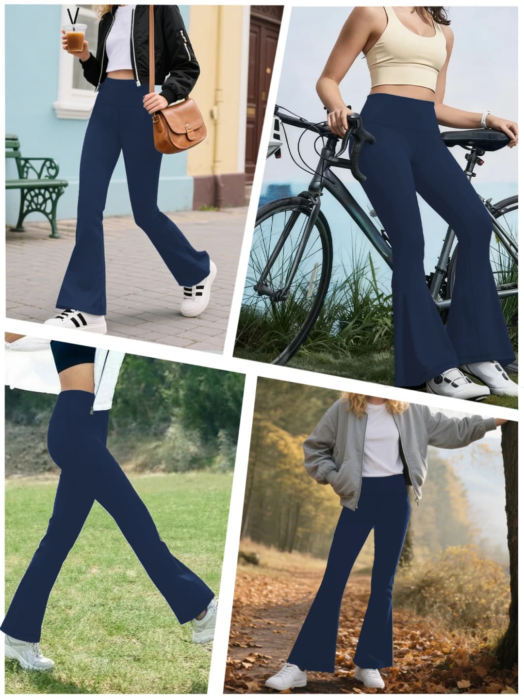 Women's Super Soft Flare Pants High Waisted Tummy Control Workout Yoga Leggings Bell Bottoms - 4