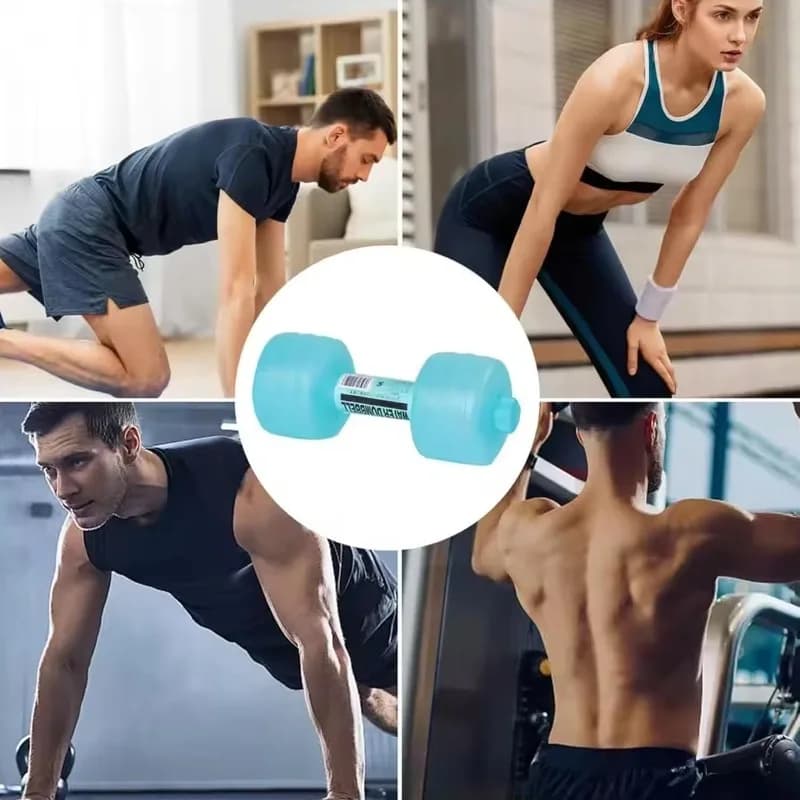 دمبل قابل للتعديل مملوء بالماء، معدات لياقة من PVC ناعم، للتدريب المنزلي، تقوية العضلات وتمارين الذراع، وردي/أزرق - 6