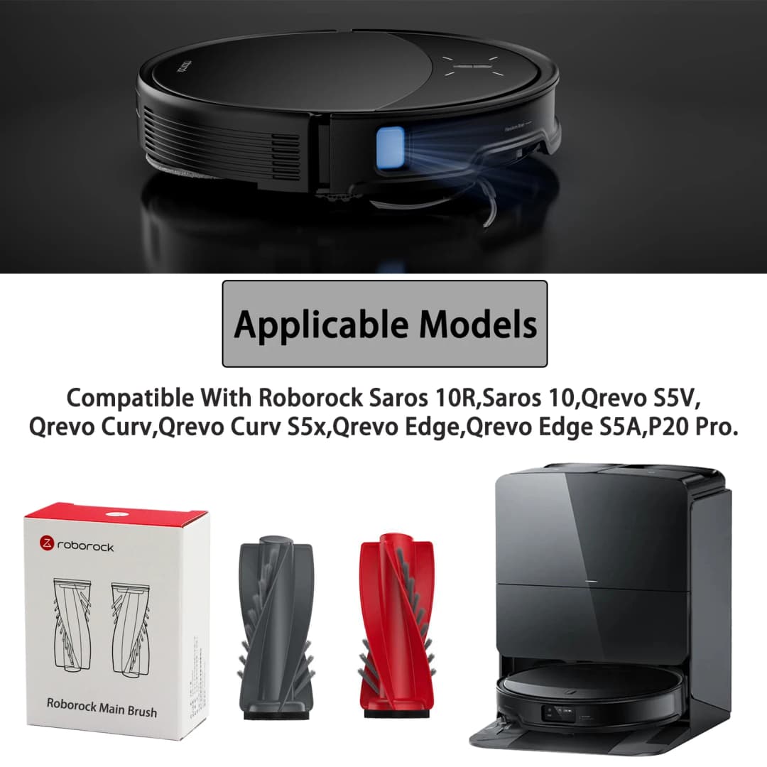 Original Roborock Accessories Main Brush*2 For Qrevo Curv/QRevo S5V/QRevo Curv S5X/QRevo Edge S5A/P20 Pro/Saros 10R/Saros 10 - 2