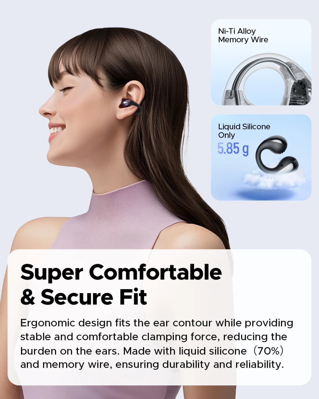 سماعات أذن SoundPEATS PearlClip Pro لاسلكية بلوتوث 5.4 سماعات أذن مفتوحة مع مكالمة واضحة AI ENC، اتصال متعدد النقاط، IPX5 - 5