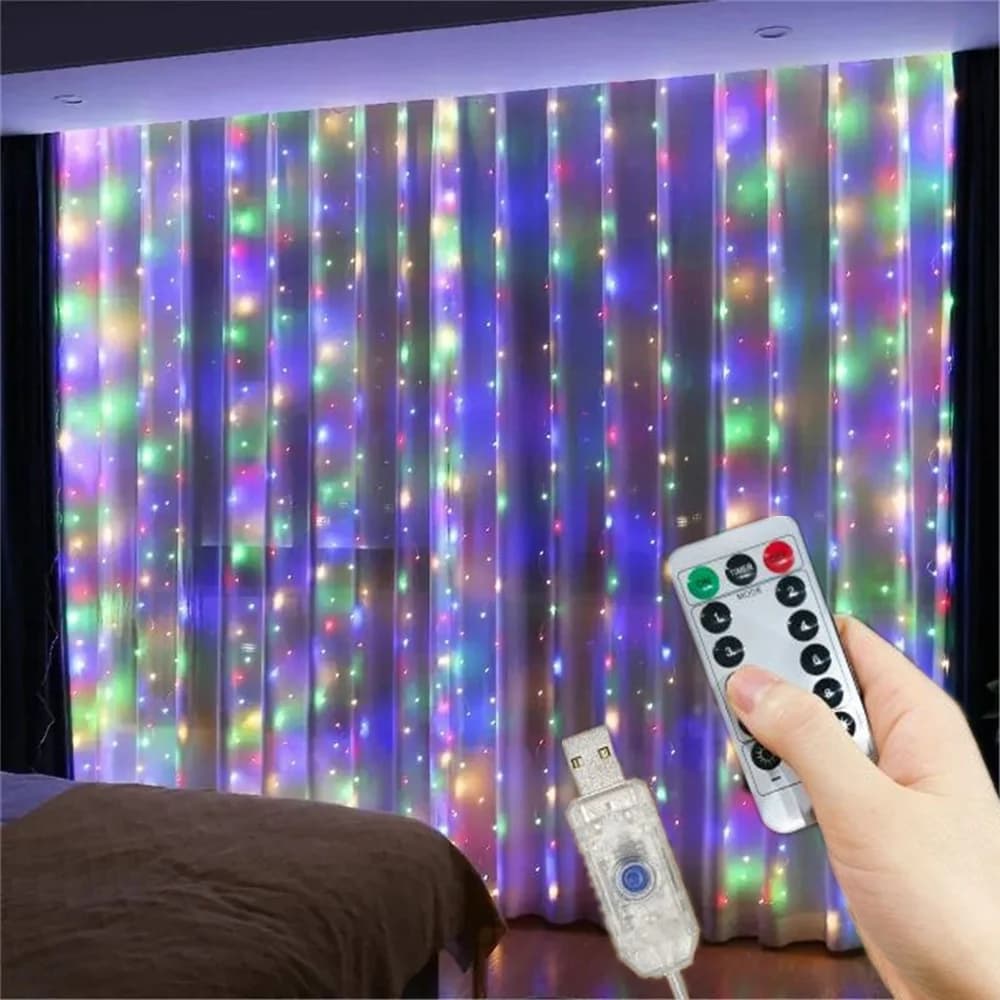 8 Modes LED Curtain Fairy Light USB Plug Wedding Garland Valentine's Day Ramadan EID Mubarak Decoration for Home Curtain Lights - 4
