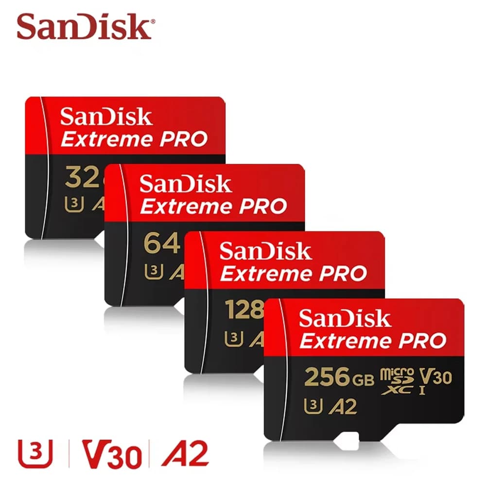 بطاقة ذاكرة SanDisk 32 جيجابايت MicroSDHC وبطاقة 64 جيجابايت MicroSDXC UHS-I وسعات 64 جيجابايت و128 جيجابايت و256 جيجابايت U3 C10 V30 A2 4K بطاقة TF فلاش لجهاز DJI